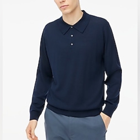 J. Crew Other - J. Crew Merino wool-blend sweater-polo - Navy